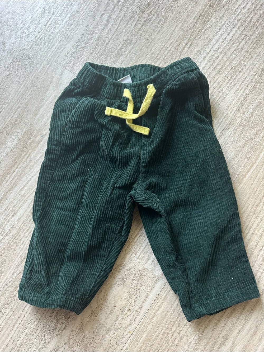 GAP Dark Green Corduroy Joggers with Yellow Drawstring